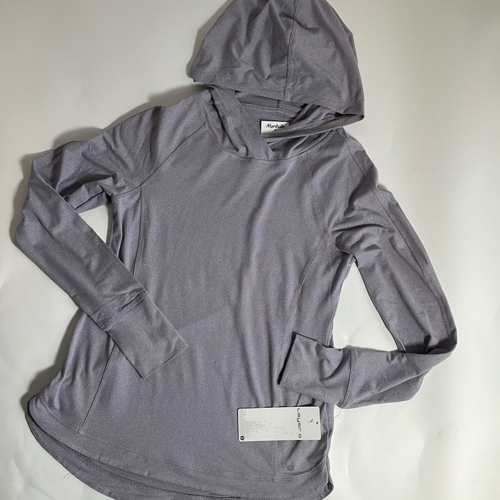 Layer 8 Lavender Gray Lightweight Hooded Long Sleeve Top